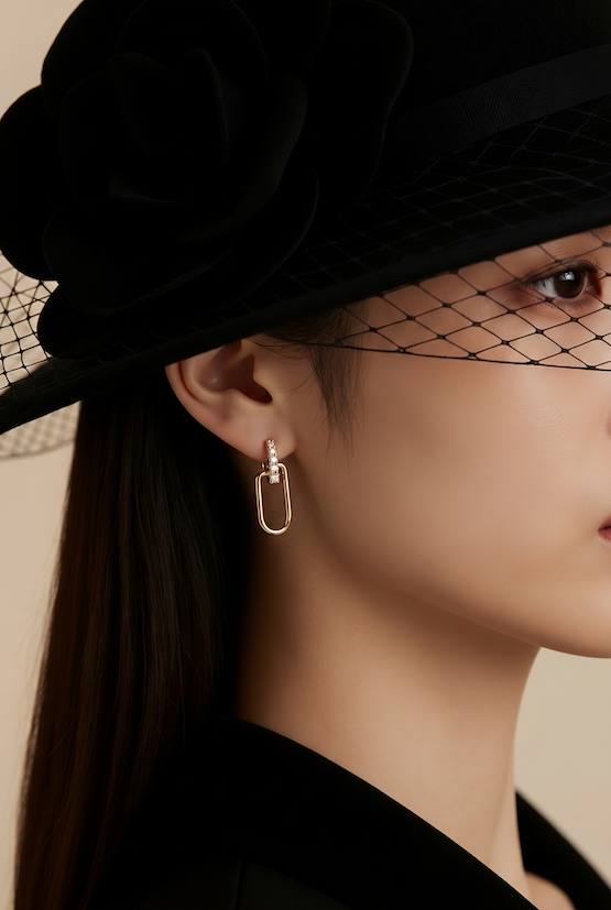 Diamond Paperclip Earrings