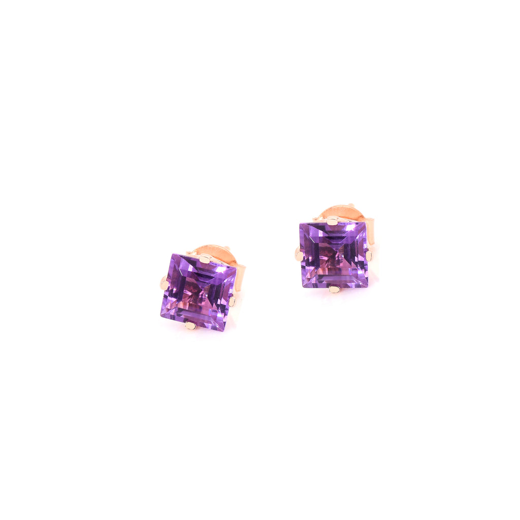 Square Amethyst Studs