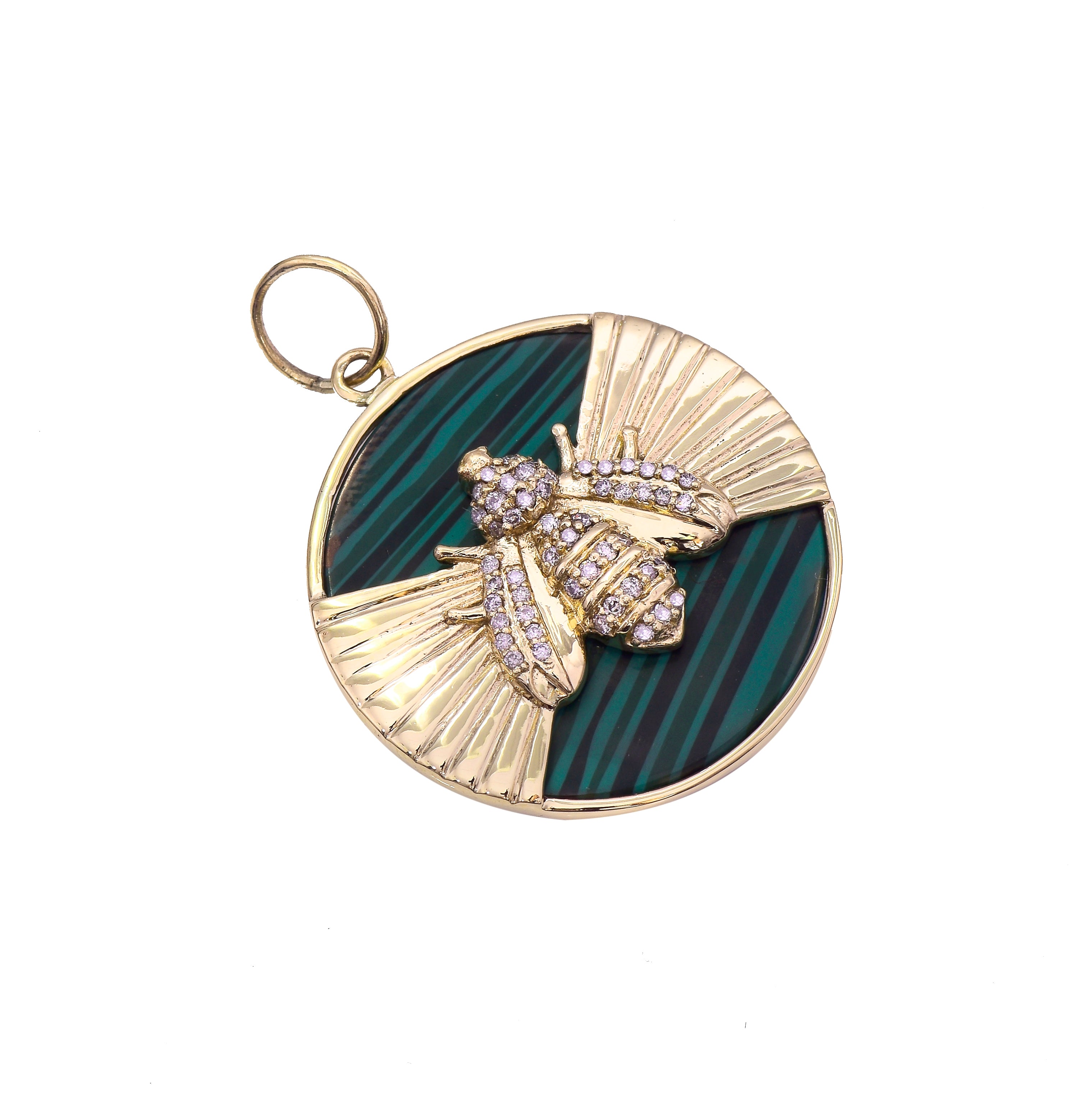 Diamond Malachite Bee Pendant