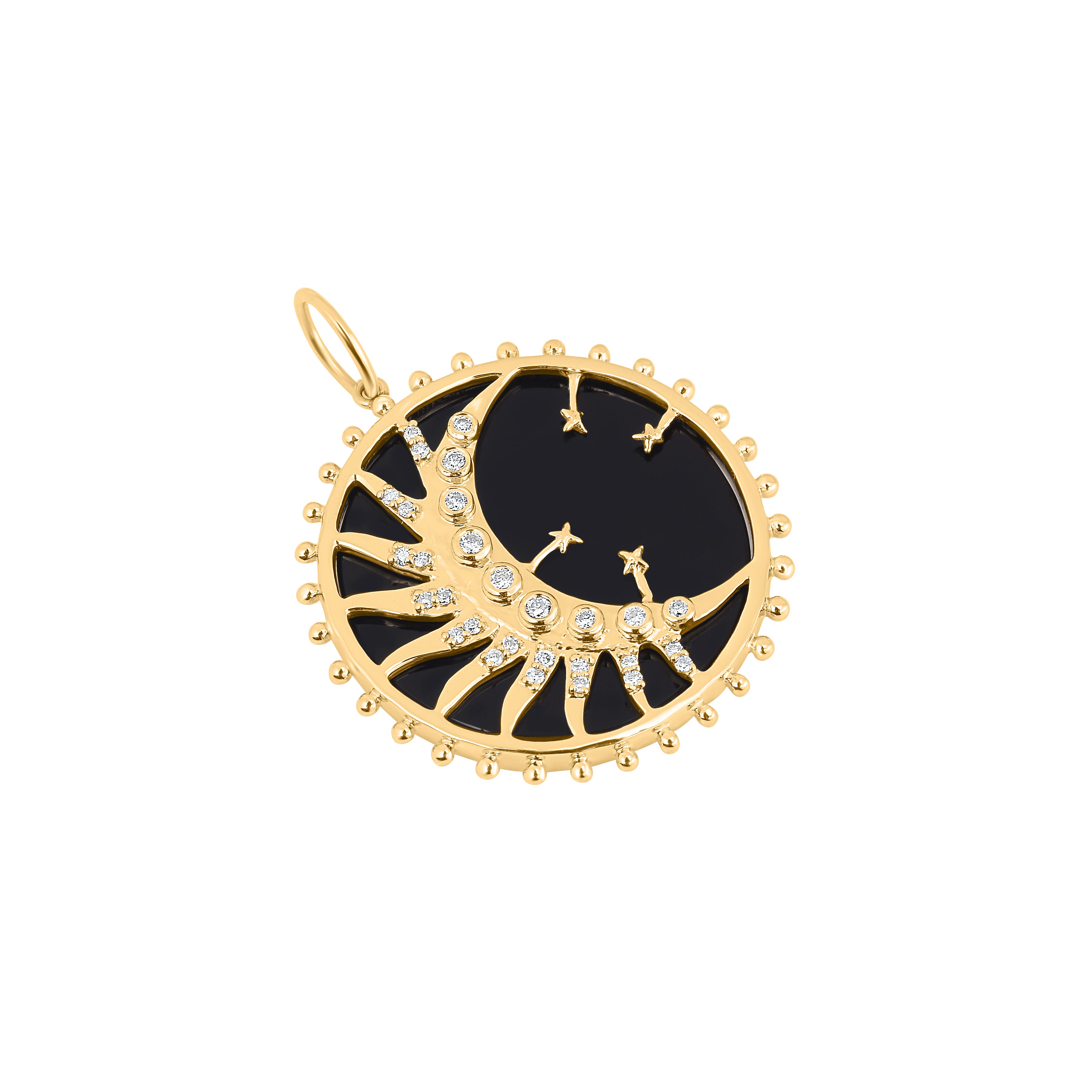 Diamond Black Onyx Moon Pendant