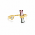 Watermelon Tourmaline & Diamond Ring