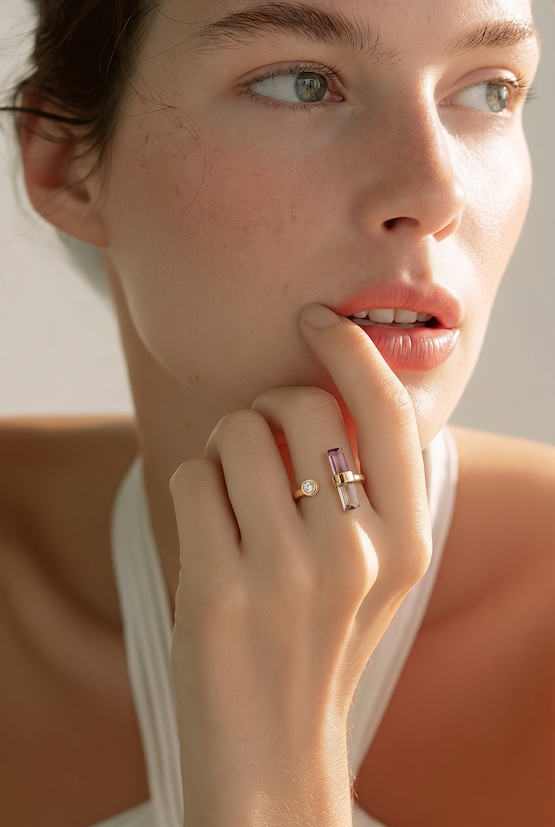 Watermelon Tourmaline & Diamond Ring