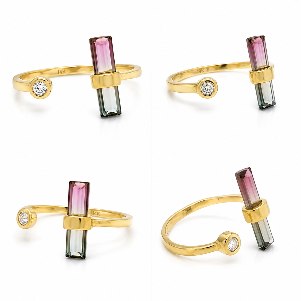 Watermelon Tourmaline & Diamond Ring