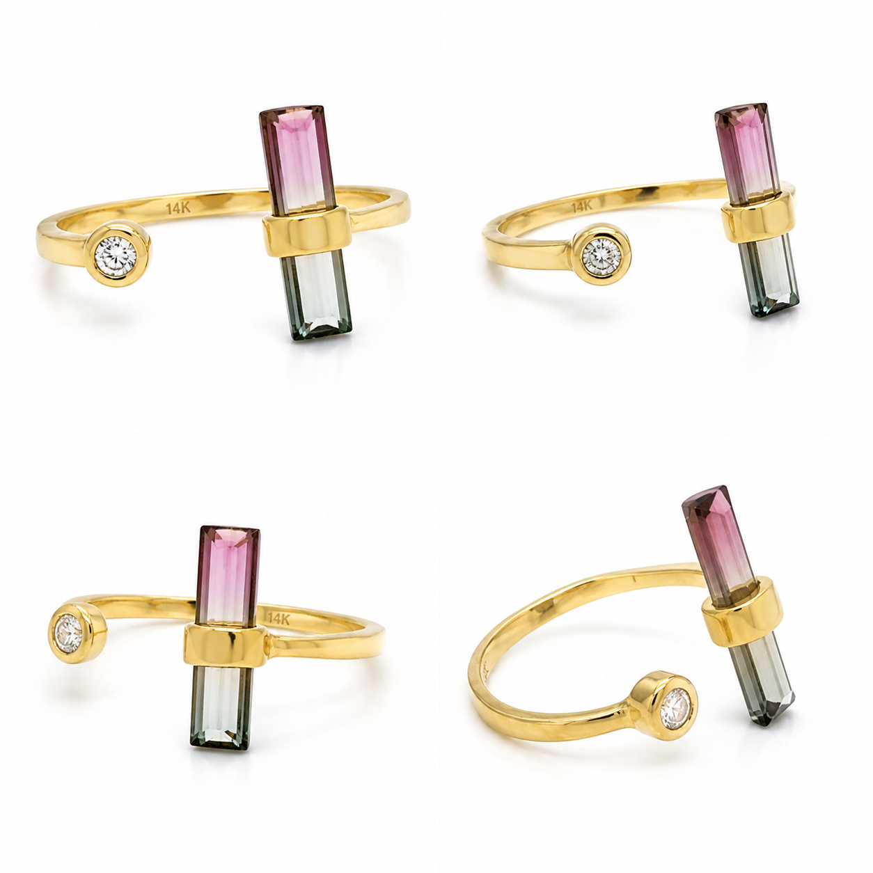 Watermelon Tourmaline & Diamond Ring