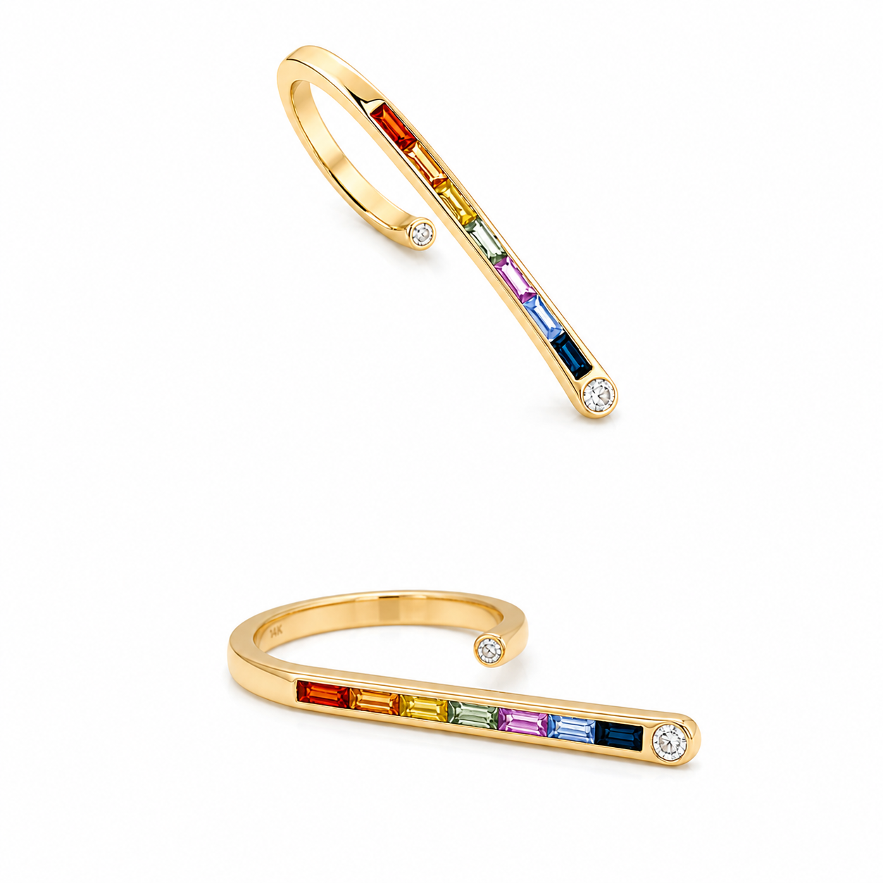 Multi Sapphire 2 Finger Band