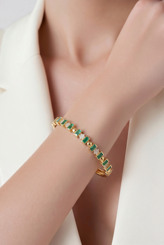 Diamond Emerald Baguette Bracelet