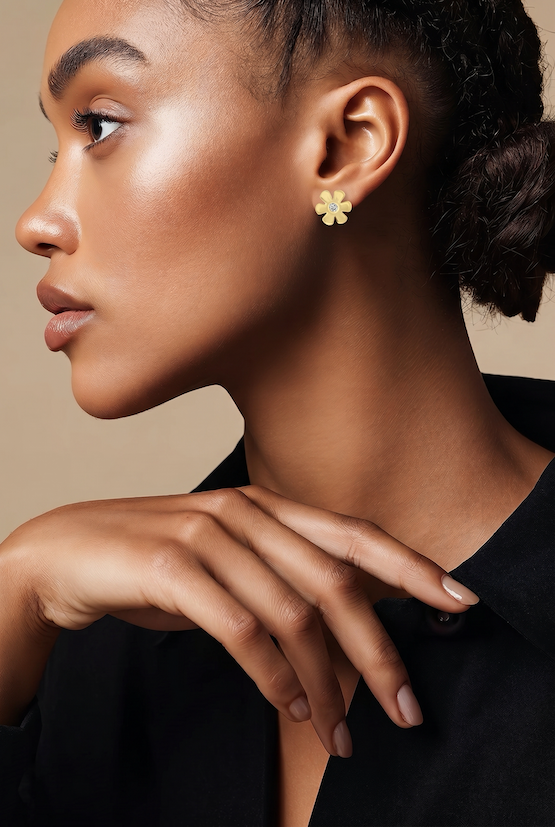 Diamond Flower Studs