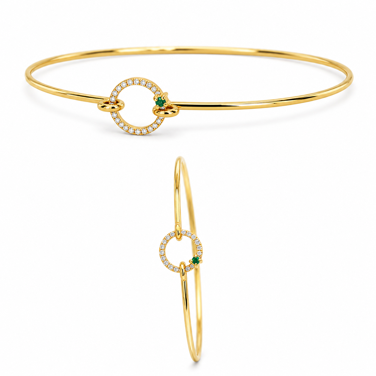 Diamond Emerald Front Hook Bracelet