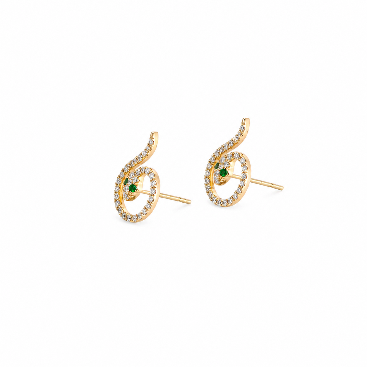 Diamond Emerald Snake Studs