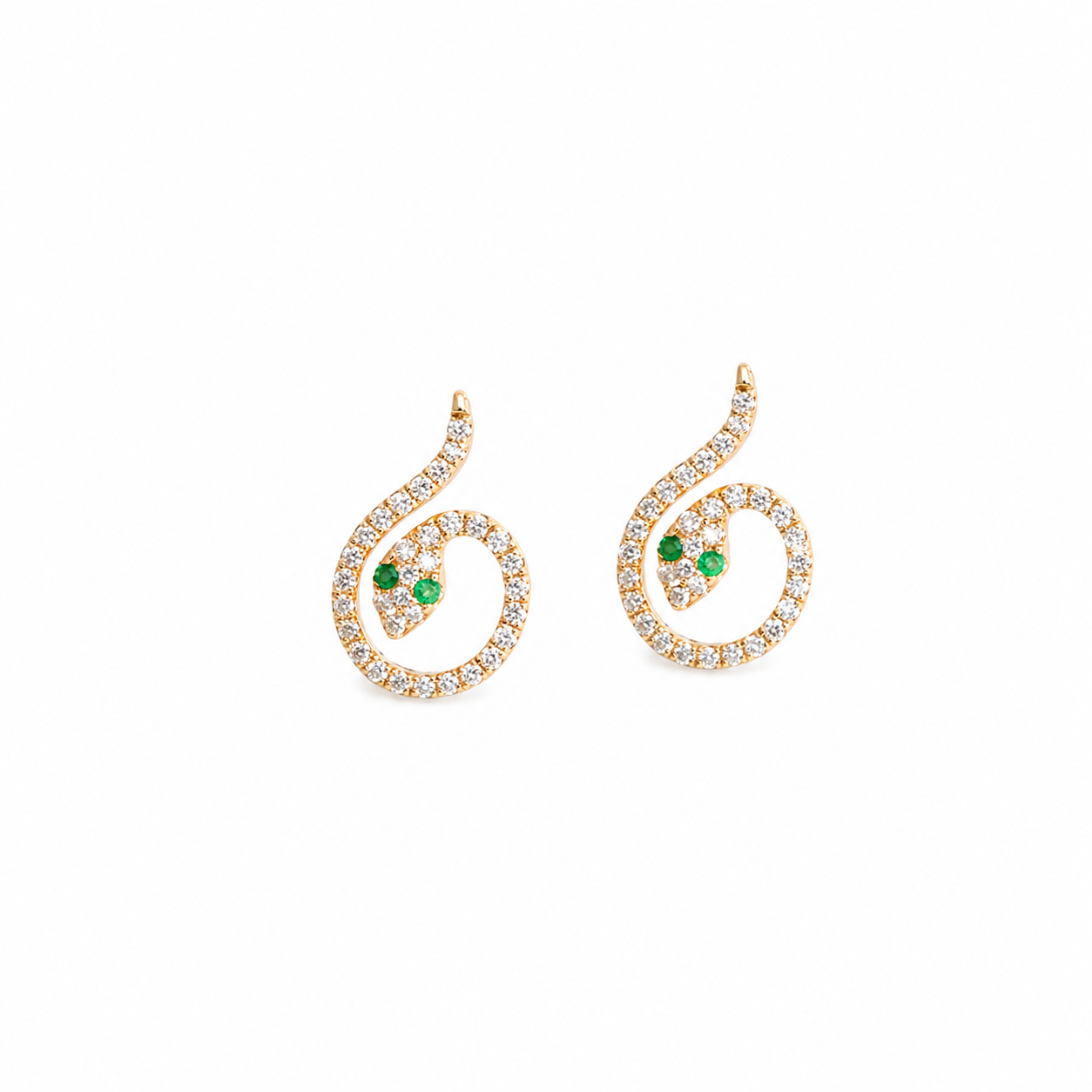 Diamond Emerald Snake Studs